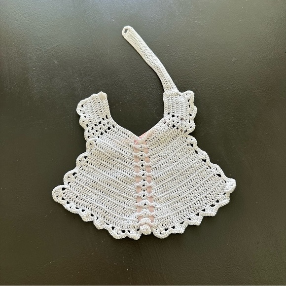 Handmade New Crochet Baby Bib Girl Gift Baby Shower Crocheted Homemade Pink - Picture 3 of 11